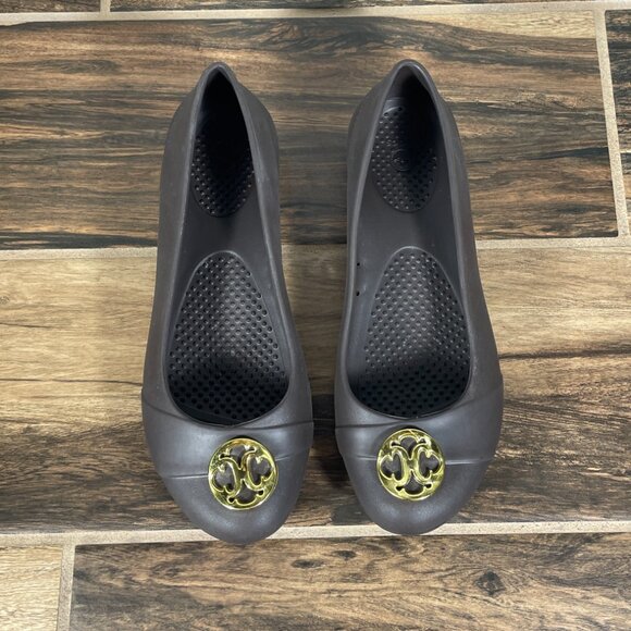 CROCS Gianna Disc Womens Size 6 Shoes Brown Gold Medallion Slip On Ballet Flats - Picture 12 of 14